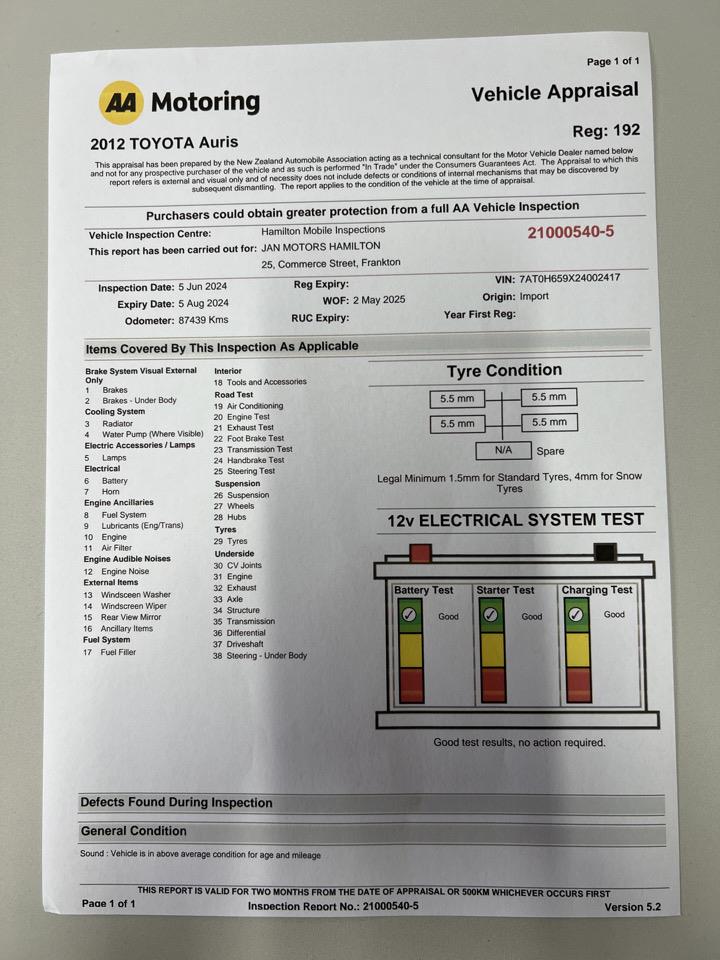 2012 Toyota Auris